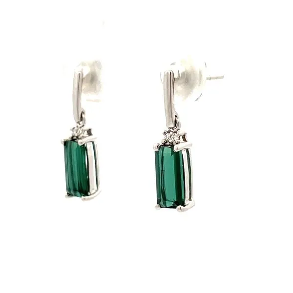 Green Tourmaline and Diamond Post Earrings Image 2 Hudson Valley Goldsmith New Paltz, NY