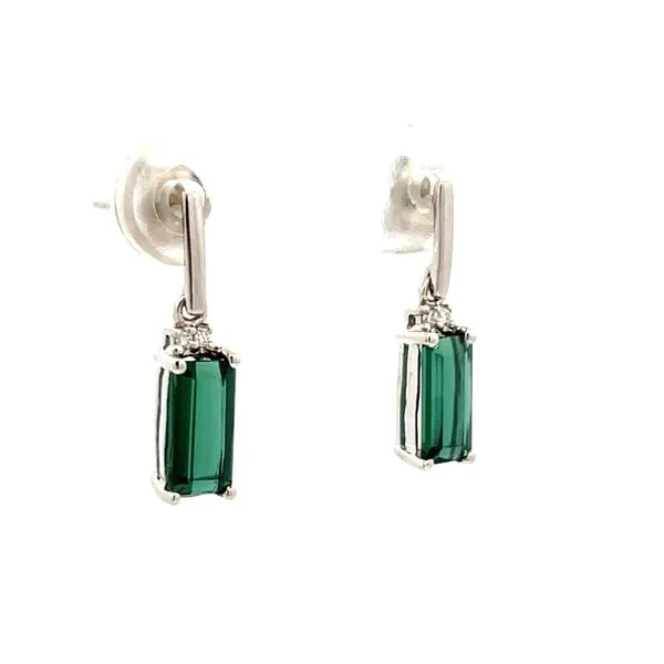 Green Tourmaline and Diamond Post Earrings Image 3 Hudson Valley Goldsmith New Paltz, NY