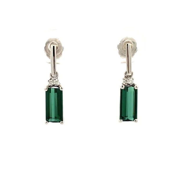 Green Tourmaline and Diamond Post Earrings Hudson Valley Goldsmith New Paltz, NY