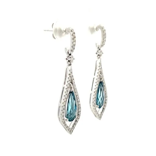 London Blue Topaz and Diamond Drop Earrings Image 2 Hudson Valley Goldsmith New Paltz, NY