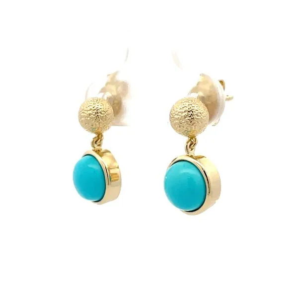 Vermeil Textured Turquoise Post Earrings Image 3 Hudson Valley Goldsmith New Paltz, NY