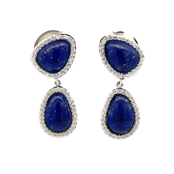 Sterling Silver Lapis and White Sapphire Halo Earrings Hudson Valley Goldsmith New Paltz, NY
