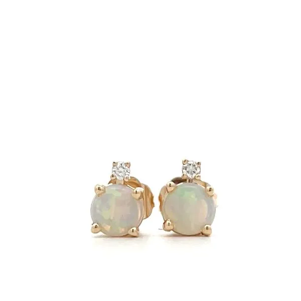 Yellow Gold Opal Stud Earrings Hudson Valley Goldsmith New Paltz, NY