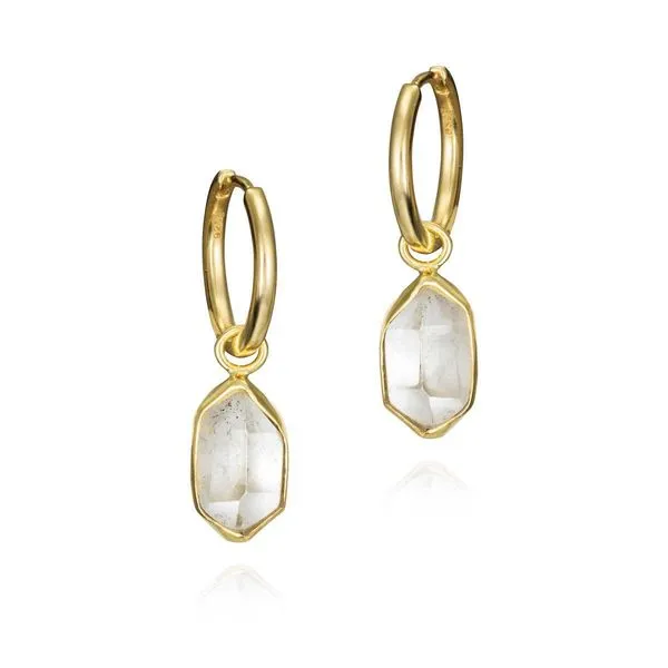 18k Gold Vermeil Herkimer Diamond Hoop Earrings Hudson Valley Goldsmith New Paltz, NY