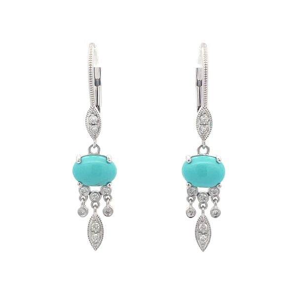Turquoise and Diamond Two Tone Earrings Hudson Valley Goldsmith New Paltz, NY