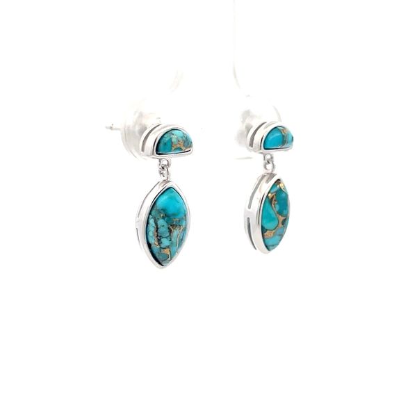 Sterling Silver Mojave Turquoise Earrings Image 2 Hudson Valley Goldsmith New Paltz, NY