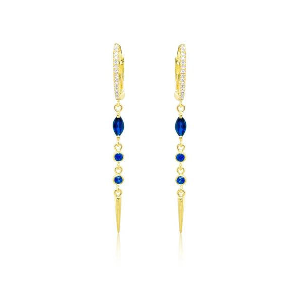 14kt Yellow Gold Blue Sapphire Diamond Drop Earrings Hudson Valley Goldsmith New Paltz, NY