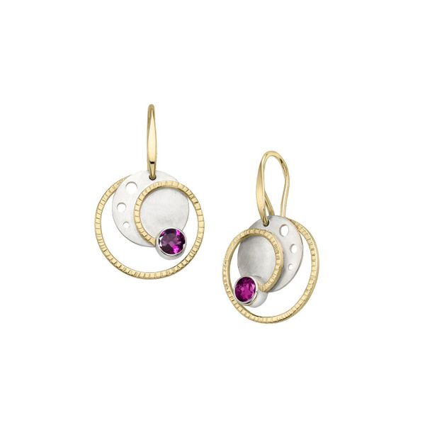 Two Tone Rhodilite Garnet Earrings Hudson Valley Goldsmith New Paltz, NY