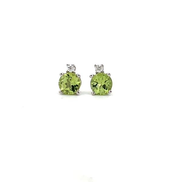 Peridot and Diamond Stud Earrings Hudson Valley Goldsmith New Paltz, NY