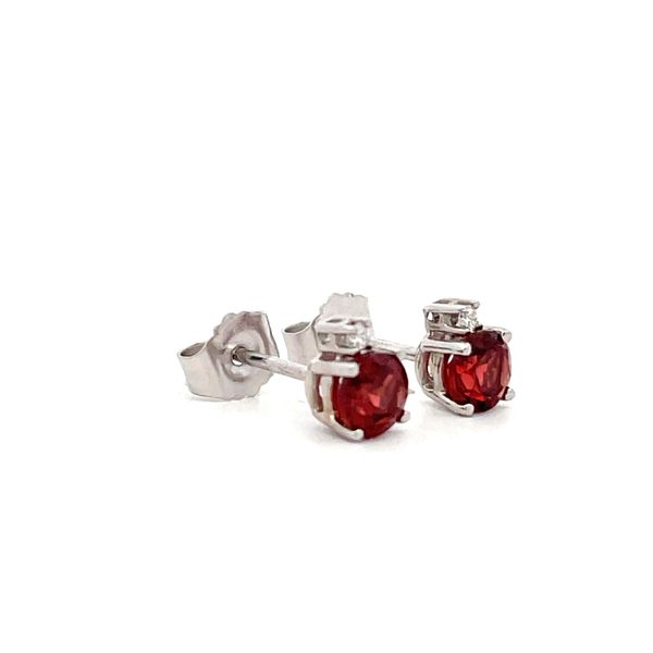 Garnet and Diamond Stud Earrings Image 3 Hudson Valley Goldsmith New Paltz, NY