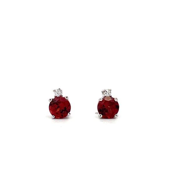 Garnet and Diamond Stud Earrings Hudson Valley Goldsmith New Paltz, NY