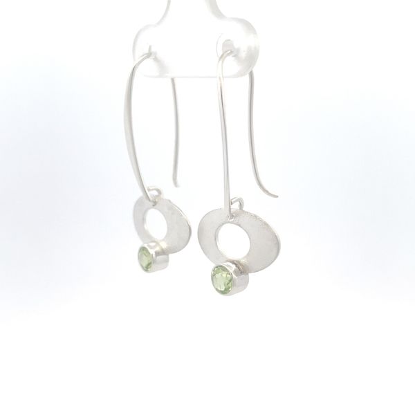 Sterling Silver Peridot Elliptical Earrings Image 2 Hudson Valley Goldsmith New Paltz, NY