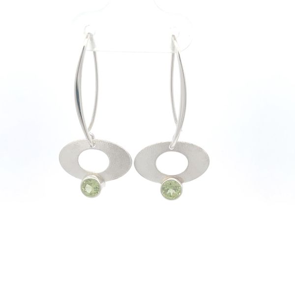 Sterling Silver Peridot Elliptical Earrings Hudson Valley Goldsmith New Paltz, NY