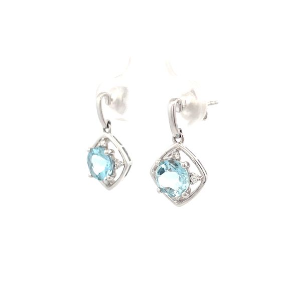 Aquamarine Diamond Dangle Earrings Image 2 Hudson Valley Goldsmith New Paltz, NY