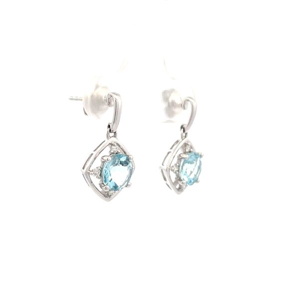Aquamarine Diamond Dangle Earrings Image 3 Hudson Valley Goldsmith New Paltz, NY