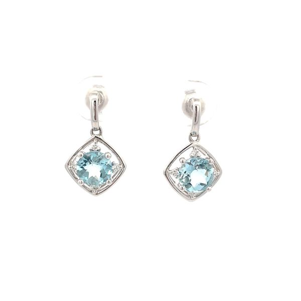 Aquamarine Diamond Dangle Earrings Hudson Valley Goldsmith New Paltz, NY