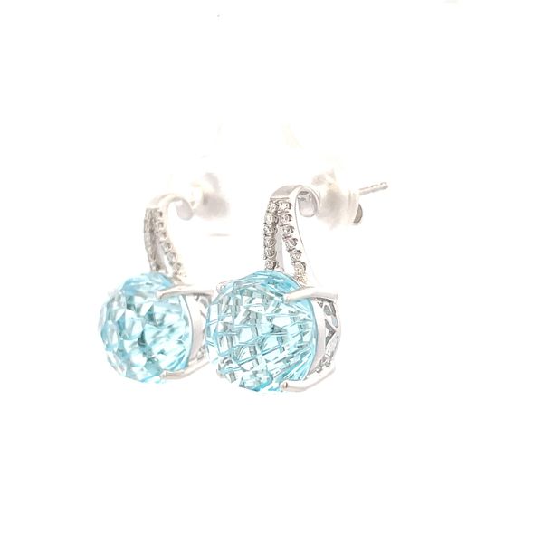 Sky Blue Topaz Diamond Earrings Image 2 Hudson Valley Goldsmith New Paltz, NY
