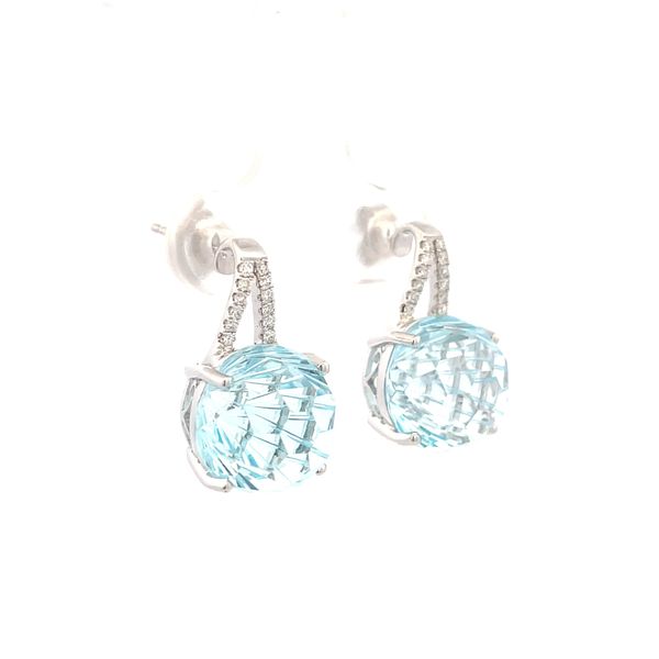 Sky Blue Topaz Diamond Earrings Image 3 Hudson Valley Goldsmith New Paltz, NY