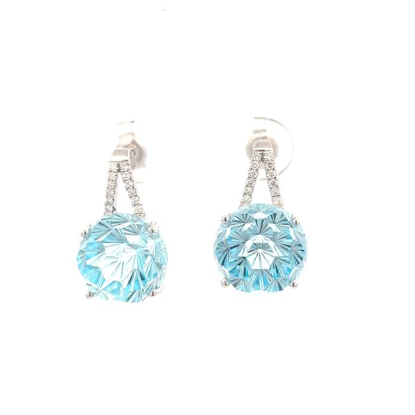 Sky Blue Topaz Diamond Earrings Hudson Valley Goldsmith New Paltz, NY