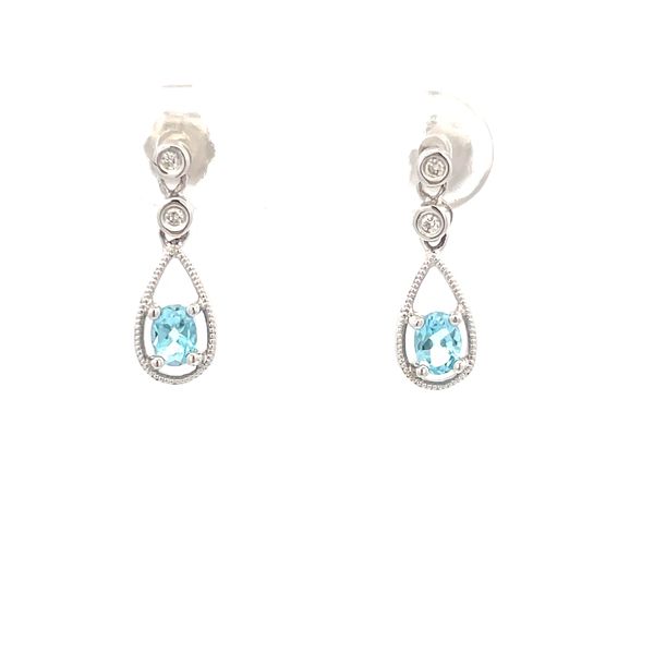 Blue Topaz Diamond Dangle Earrings Hudson Valley Goldsmith New Paltz, NY