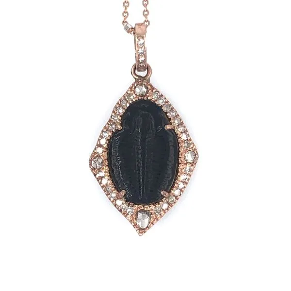 14k Rose Gold 0.95 ctw diamond & Trilobite Fossil including 18