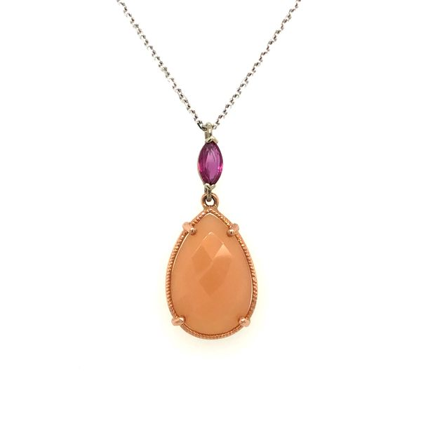 14k white/rose gold pink faceted chalcedony Pink marquise topaz pendant includes 18