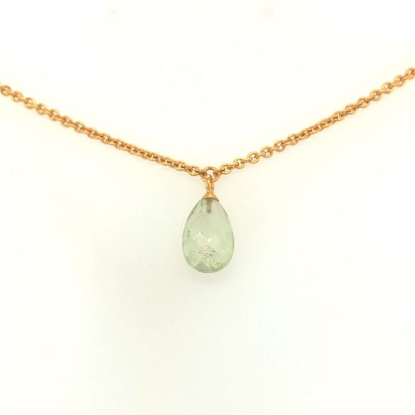 Sterling silver with 24k vermeil featuring faceted tear drop Prehnite stationary 17