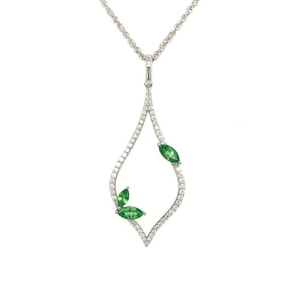 14KW Green Garnet and Diamond Pendant Hudson Valley Goldsmith New Paltz, NY