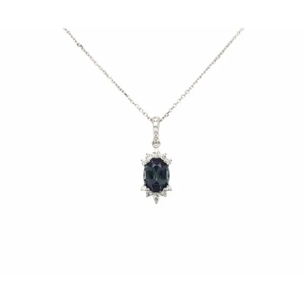 White Gold Tanzanite Pendant with Diamond Accents Hudson Valley Goldsmith New Paltz, NY