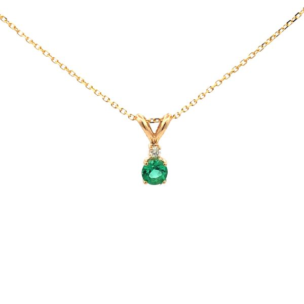 14k Yellow Gold Necklace with Emerald and Diamond Accent Hudson Valley Goldsmith New Paltz, NY