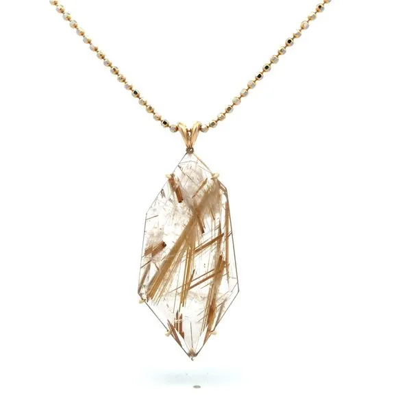 14K Yellow Gold Rutilated Quartz Pendant Hudson Valley Goldsmith New Paltz, NY