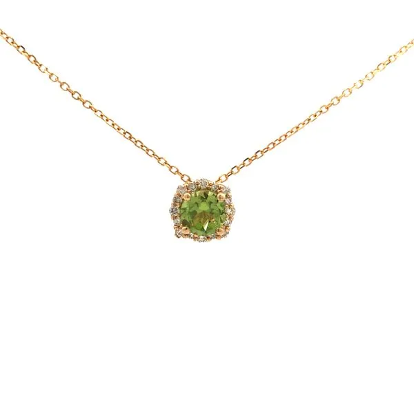 14K Yellow Gold Peridot and Diamond Pendant Hudson Valley Goldsmith New Paltz, NY