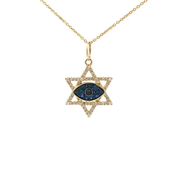 14K Yellow Gold Evil Eye Star Of David Pendant Hudson Valley Goldsmith New Paltz, NY