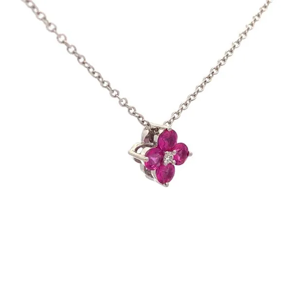 18K White Gold Ruby and Diamond Pendant Image 2 Hudson Valley Goldsmith New Paltz, NY