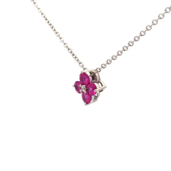 18K White Gold Ruby and Diamond Pendant Image 3 Hudson Valley Goldsmith New Paltz, NY