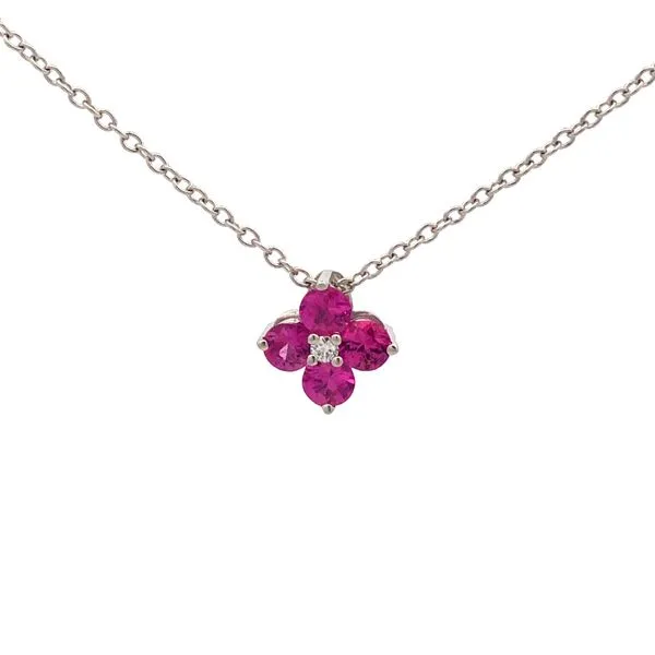 18K White Gold Ruby and Diamond Pendant Hudson Valley Goldsmith New Paltz, NY
