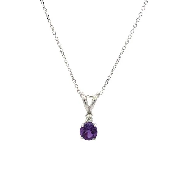 Amethyst and Diamond White Gold Pendant Hudson Valley Goldsmith New Paltz, NY