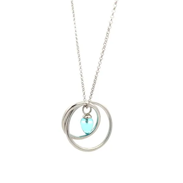 Blue Topaz Sterling Silver Pendant with Rings Hudson Valley Goldsmith New Paltz, NY