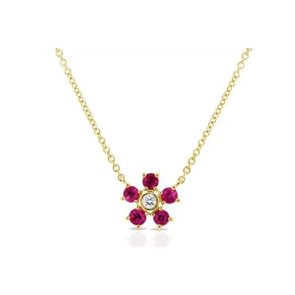 Ruby and Diamond Gold Pendant Necklace Hudson Valley Goldsmith New Paltz, NY