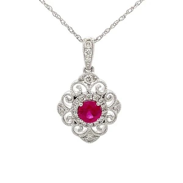 14Kt White Gold Ruby Diamond Pendant Hudson Valley Goldsmith New Paltz, NY