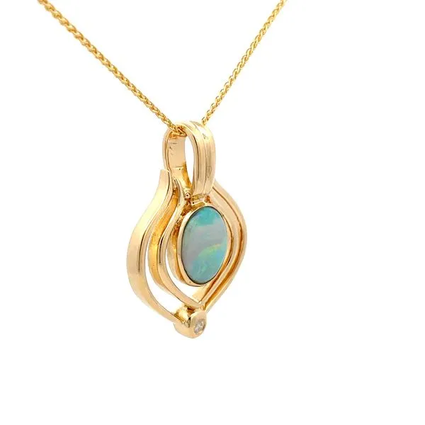 18K Yellow Gold Opal Pendant Image 2 Hudson Valley Goldsmith New Paltz, NY