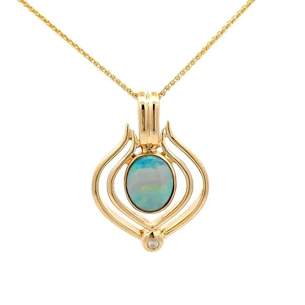 18K Yellow Gold Opal Pendant Hudson Valley Goldsmith New Paltz, NY