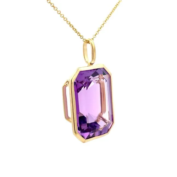 18K Yellow Gold Amethyst Pendant Image 2 Hudson Valley Goldsmith New Paltz, NY