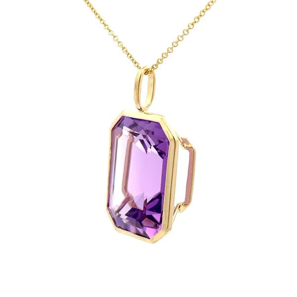 18K Yellow Gold Amethyst Pendant Image 3 Hudson Valley Goldsmith New Paltz, NY