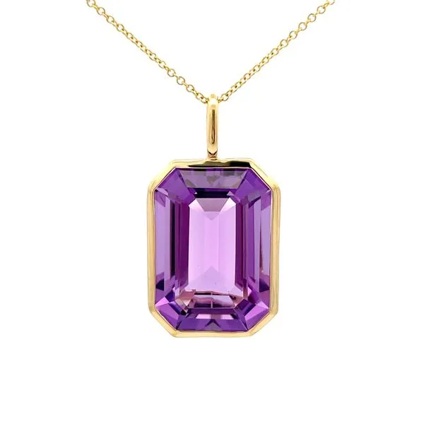 18K Yellow Gold Amethyst Pendant Hudson Valley Goldsmith New Paltz, NY