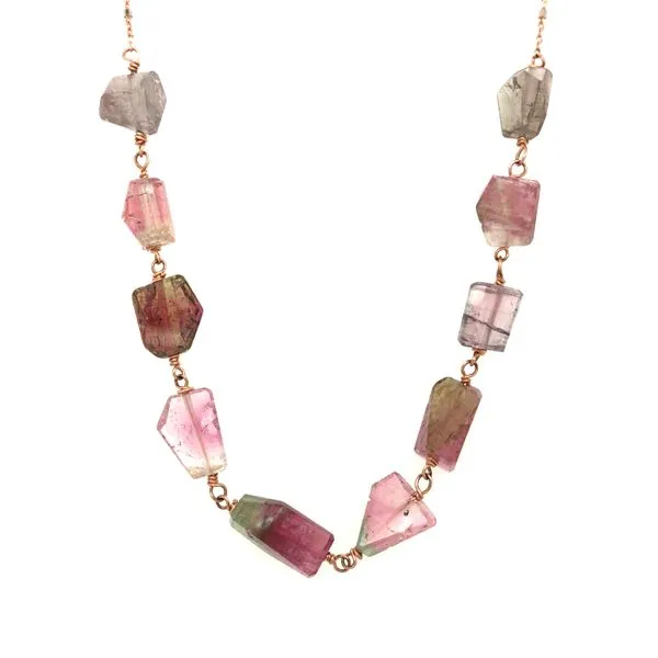 14k rose gold 10 tourmaline beaded chain 18