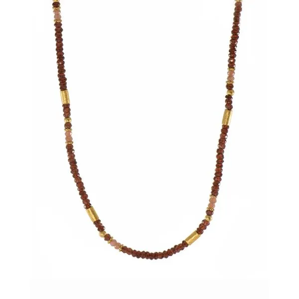 Garnet & Moonstone Necklace 3Mm Fair Trade 24K Gold Vermeil Hudson Valley Goldsmith New Paltz, NY