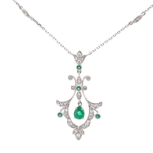 18Kt White Emerald and Diamond Necklace Hudson Valley Goldsmith New Paltz, NY