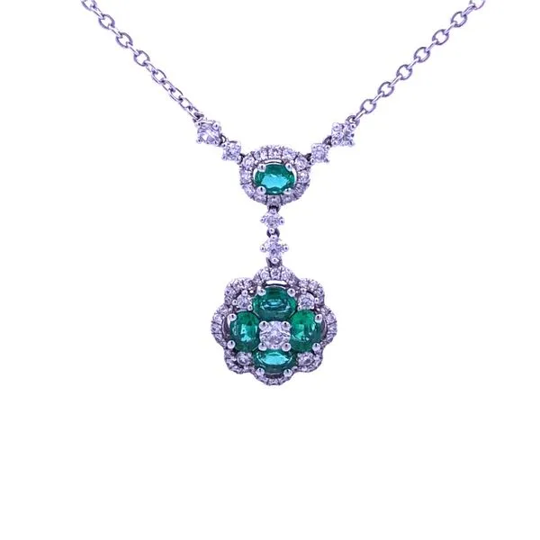 Royal Inspired 18K White Gold Necklace with 0.81 Ct Emeralds and 0.68 Ct Diamonds Hudson Valley Goldsmith New Paltz, NY