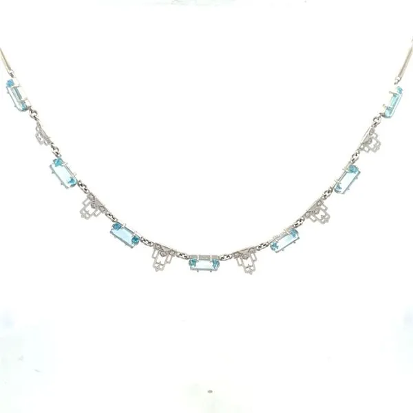 18K White Gold Diamond and Blue Topaz Necklace Hudson Valley Goldsmith New Paltz, NY